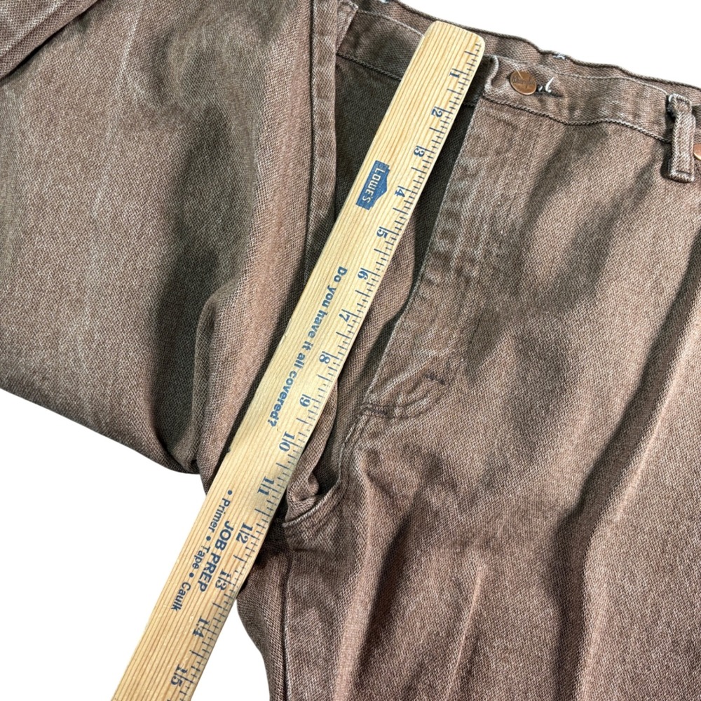 Wrangler Cowboy Cut Jeans 37x29.5 Brown Y2K Western Rodeo Distressed - Picture 9 of 11